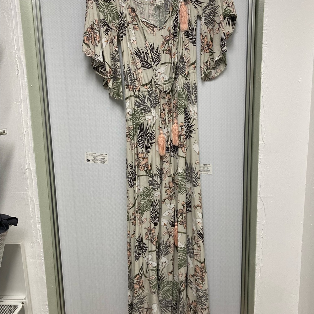 Cream Ruffled Wrap Maxi Dress